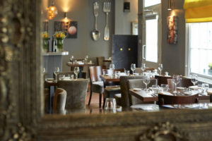 The intimate interior at Purslane Restaurant in Cheltenham